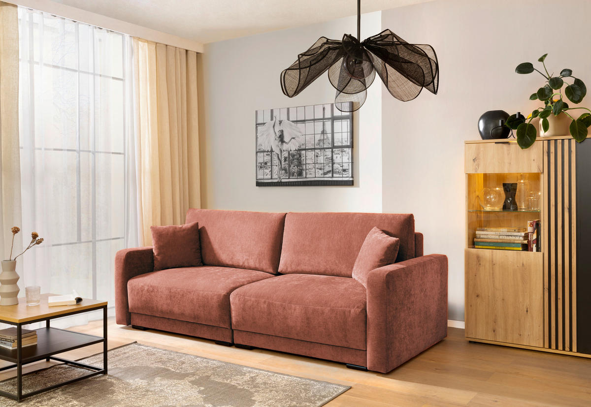 2-SITZER-SOFA in Chenille Rostfarben  - Rostfarben/Schwarz, Konventionell, Kunststoff/Textil (233/90/110cm) - MID.YOU
