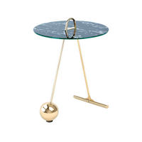 BEISTELLTISCH Schwarz, Goldfarben rund  - Goldfarben/Schwarz, Basics, Glas/Metall (46/60cm) - Kayoom