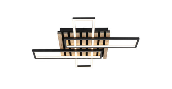 LED-DECKENLEUCHTE 73,5/66,5/7,5 cm   - Eichefarben/Schwarz, Natur, Holzwerkstoff/Kunststoff (73,5/66,5/7,5cm) - Novel