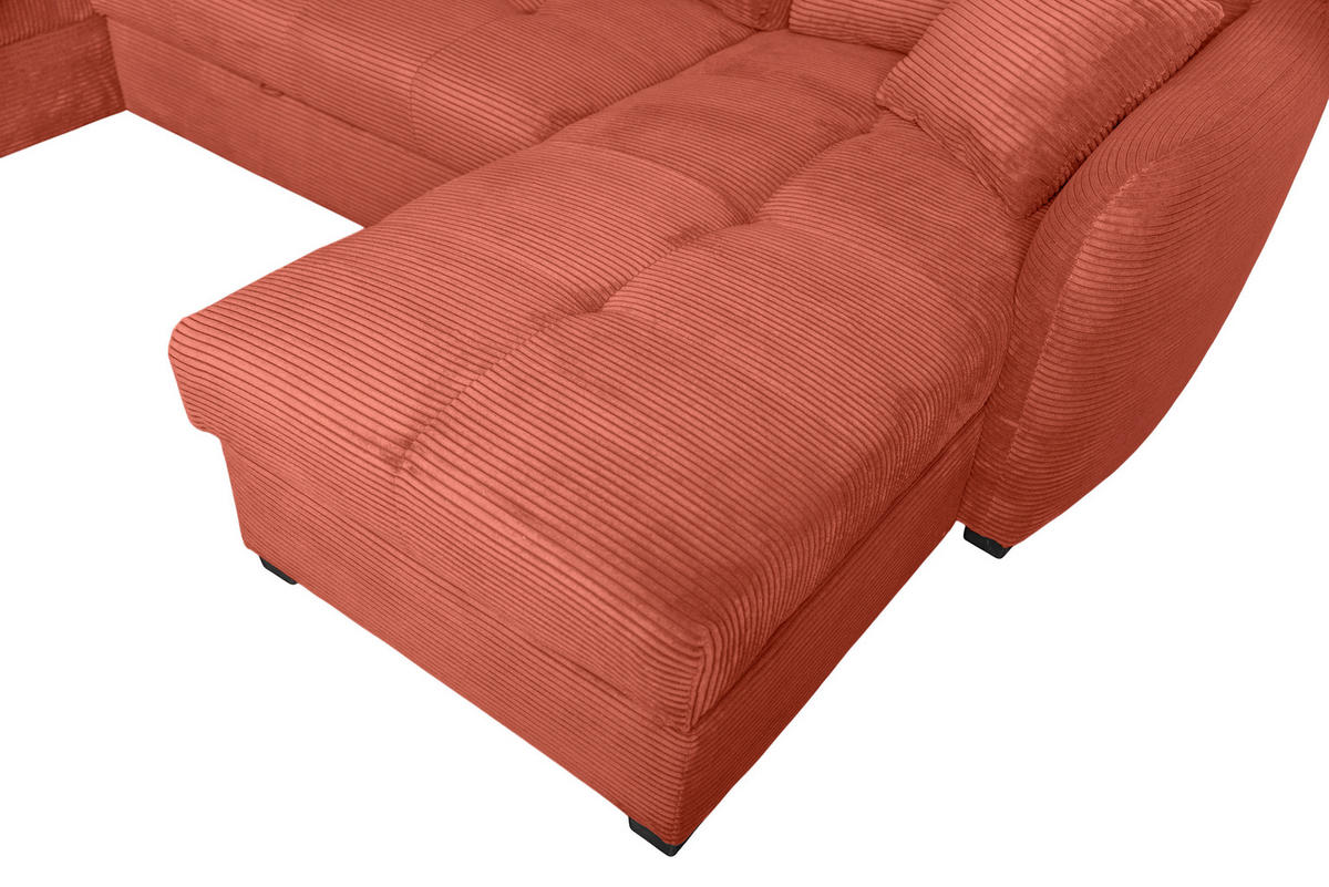 WOHNLANDSCHAFT SORINA Orange Cord  - Schwarz/Orange, Design, Kunststoff/Textil (202/305/157cm) - P & B