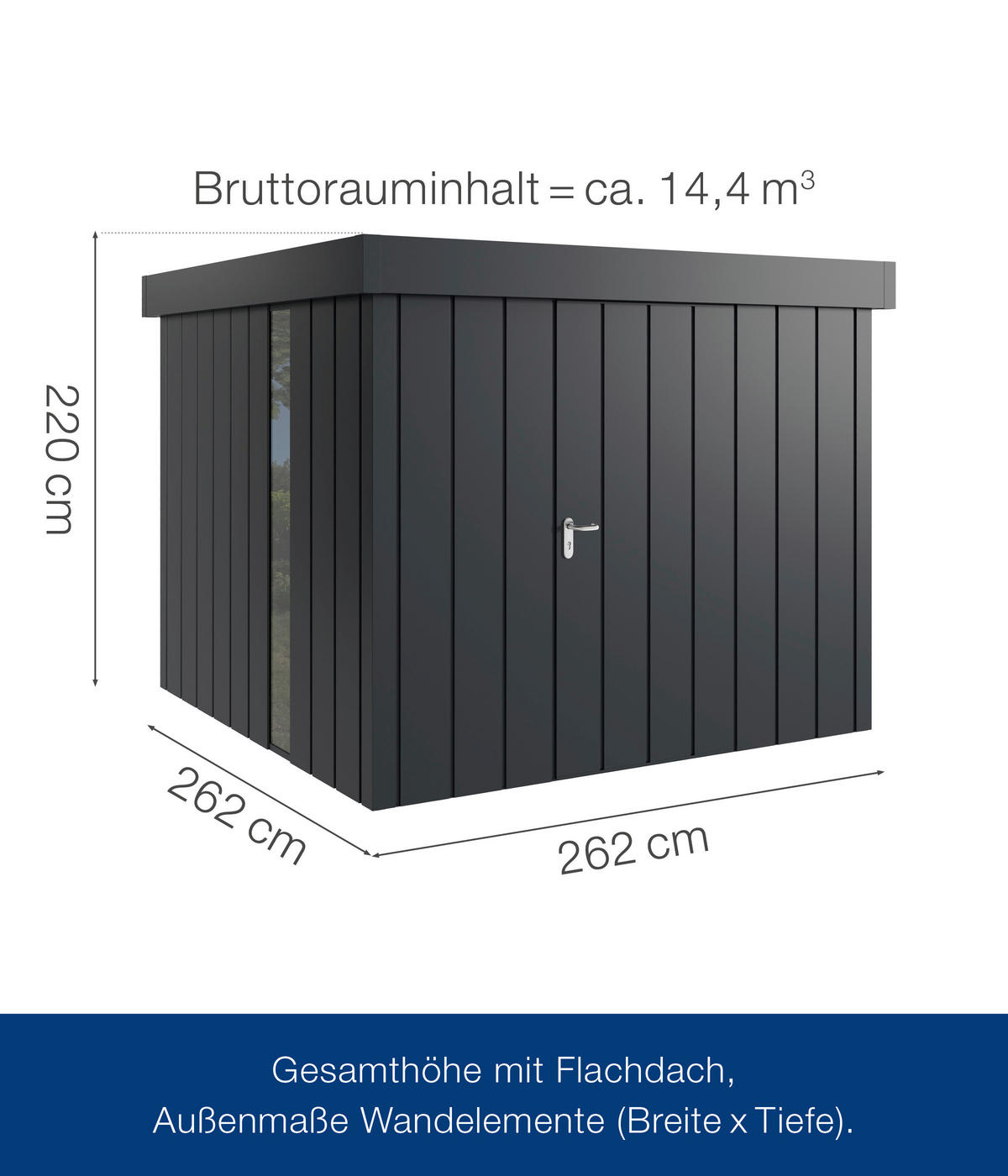 GERÄTEHAUS 229/220/277 cm  - Anthrazit, Basics, Metall (229/220/277cm)