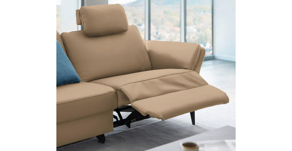 3-SITZER-SOFA in Leder Hellbraun  - Hellbraun/Schwarz, Design, Leder/Metall (190/84/99cm) - Dieter Knoll
