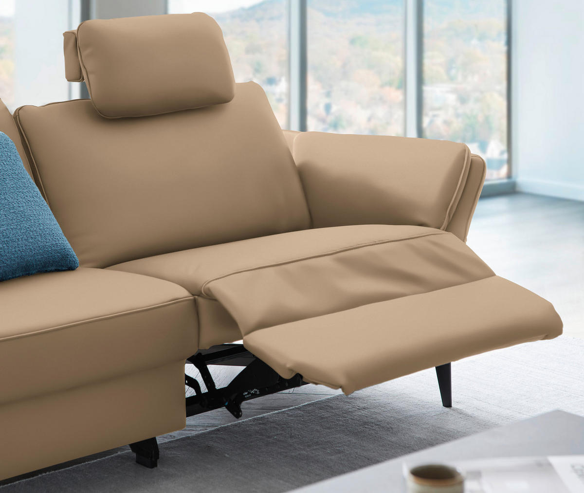 3-SITZER-SOFA in Leder Hellbraun  - Hellbraun/Schwarz, Design, Leder/Metall (190/84/99cm) - Dieter Knoll