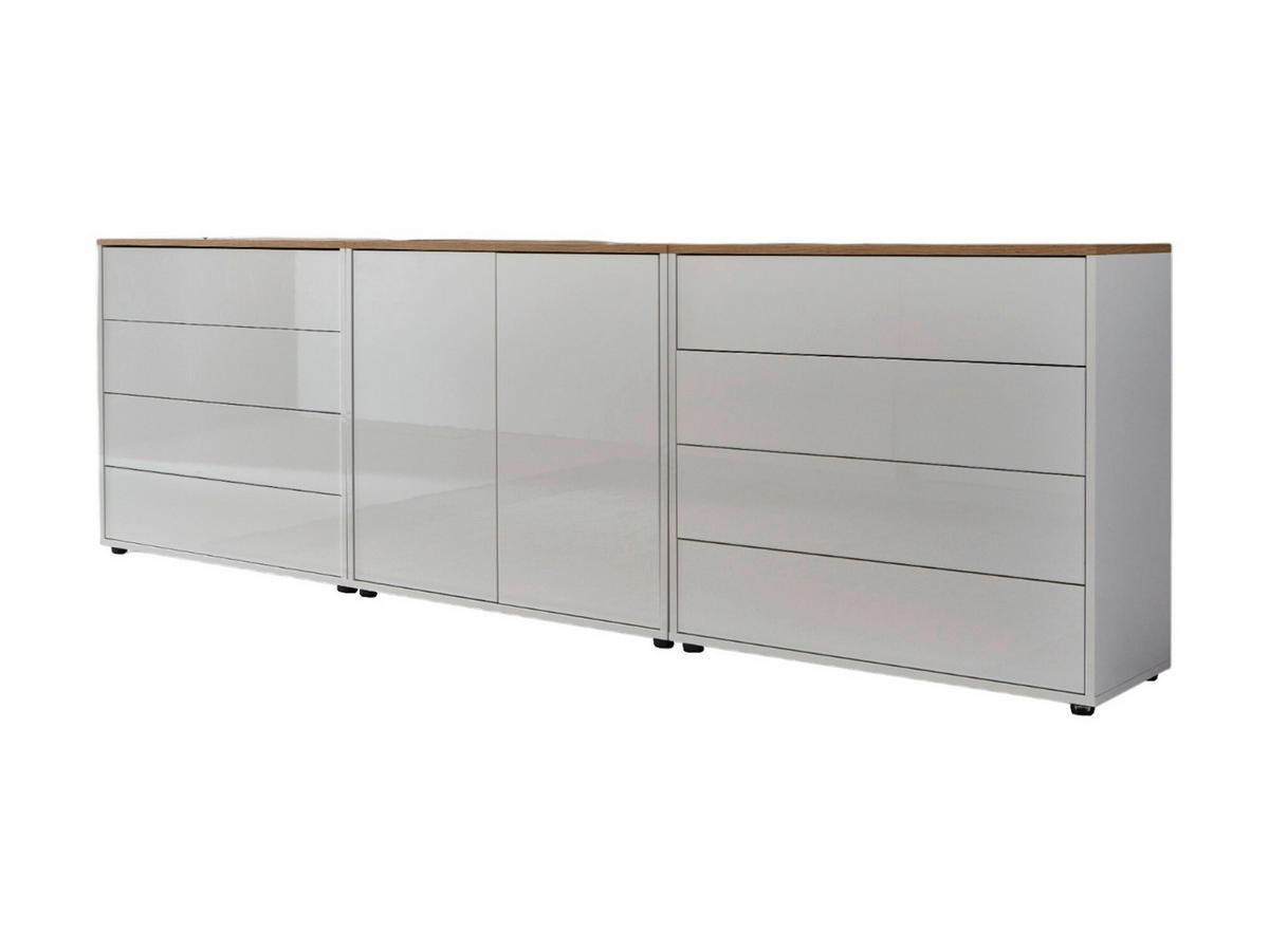 SIDEBOARD Mailand Set 4  in 237/73/33 cm  - Weiß Hochglanz/Schwarz, MODERN, Holzwerkstoff/Kunststoff (237/73/33cm) - MID.YOU
