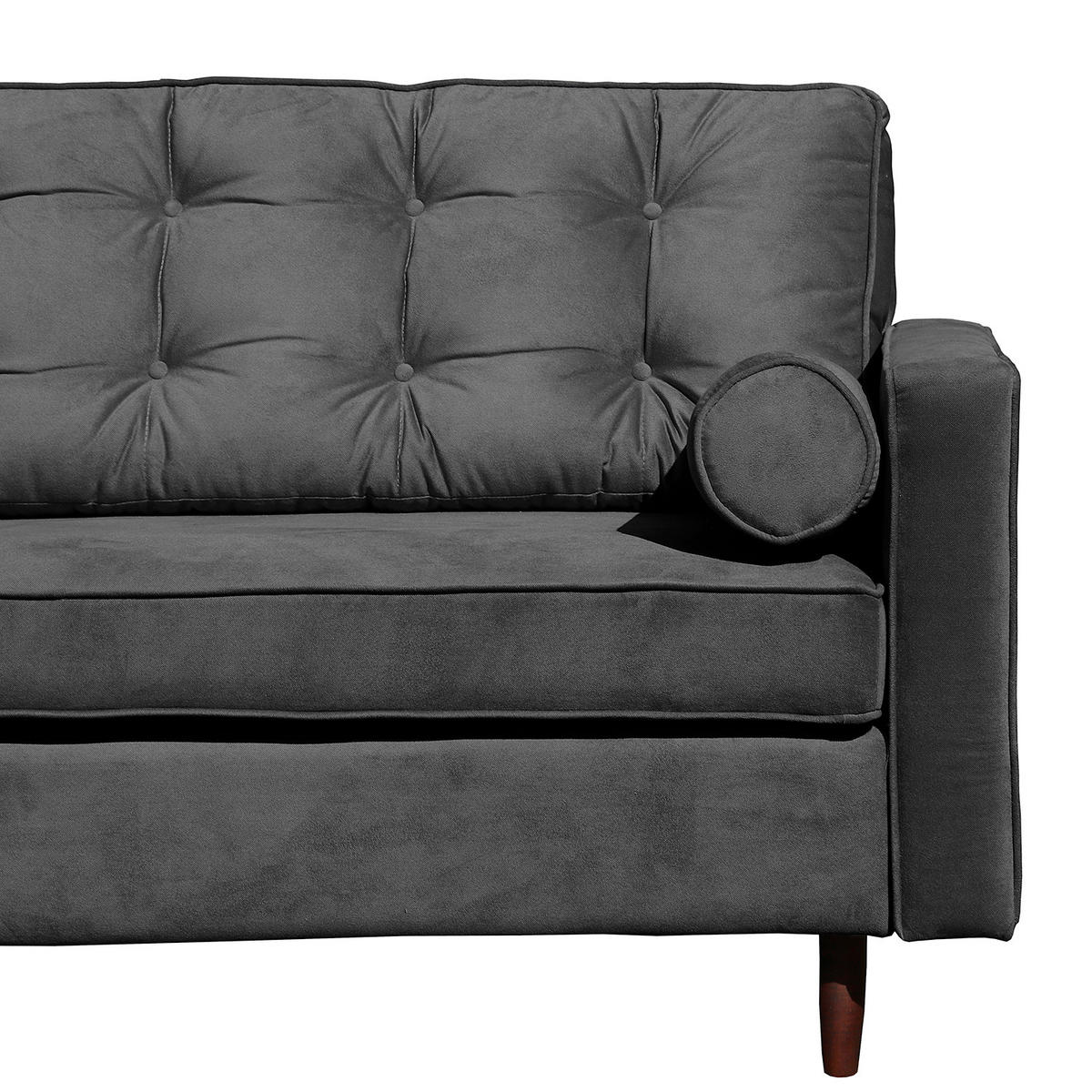 ECKSOFA VANCOUVER in Mikrofaser Schwarz Zierkissen, Rückenkissen  169/240 cm  - Schwarz/Braun, Design, Holz/Textil (169/240cm) - P & B