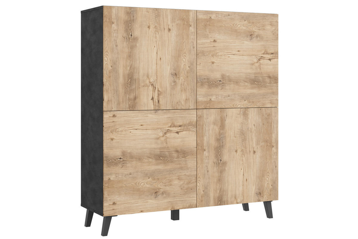 HIGHBOARD  in 120/128/39 cm  - Kastanieneichefarben/Anthrazit, Design, Holzwerkstoff/Kunststoff (120/128/39cm) - Livetastic