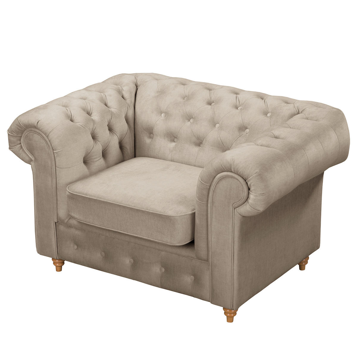 SESSEL in Mikrofaser Taupe  - Taupe, Design, Holz/Textil (128/75/91cm) - P & B