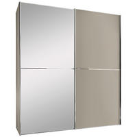 SCHWEBETÜRENSCHRANK 2-türig Sandfarben  - Sandfarben/Chromfarben, Design, Glas/Holzwerkstoff (167/222/68cm) - Moderano