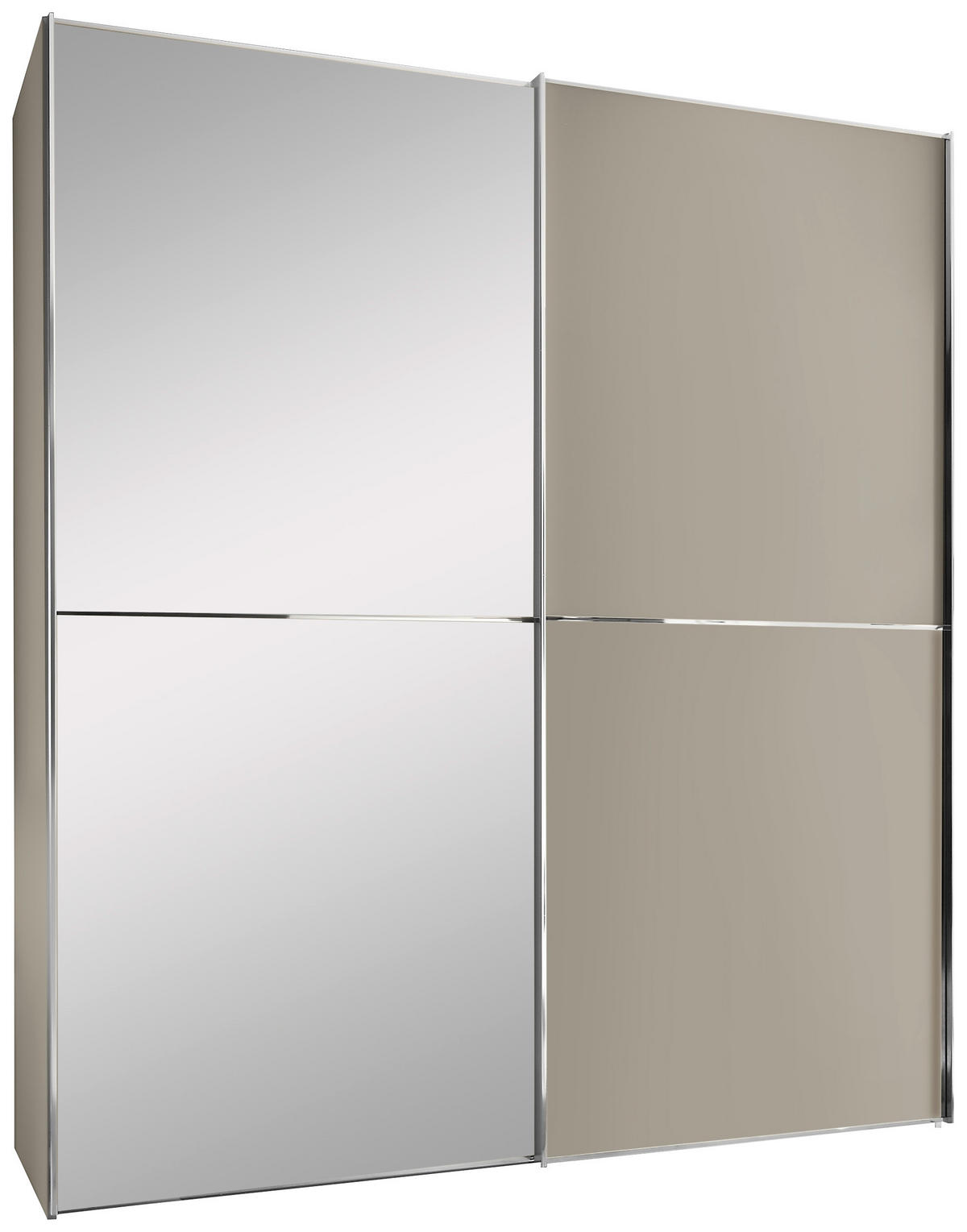 SCHWEBETÜRENSCHRANK 2-türig Sandfarben  - Sandfarben/Chromfarben, Design, Glas/Holzwerkstoff (167/222/68cm) - Moderano