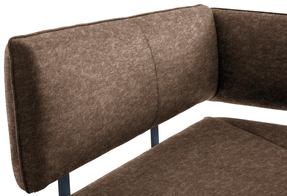 ECKBANK in Metall, Textil Schwarz, Dunkelbraun  - Dunkelbraun/Schwarz, Modern, Textil/Metall (150/190cm) - Cantus