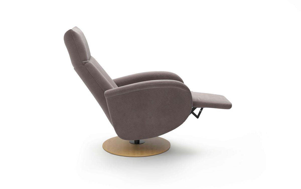 RELAXSESSEL GLENDALE E Flachgewebe Kopfteilverstellung, Rücken echt    - Taupe/Eichefarben, KONVENTIONELL, Holzwerkstoff/Textil (75/112/82cm) - Sit & More