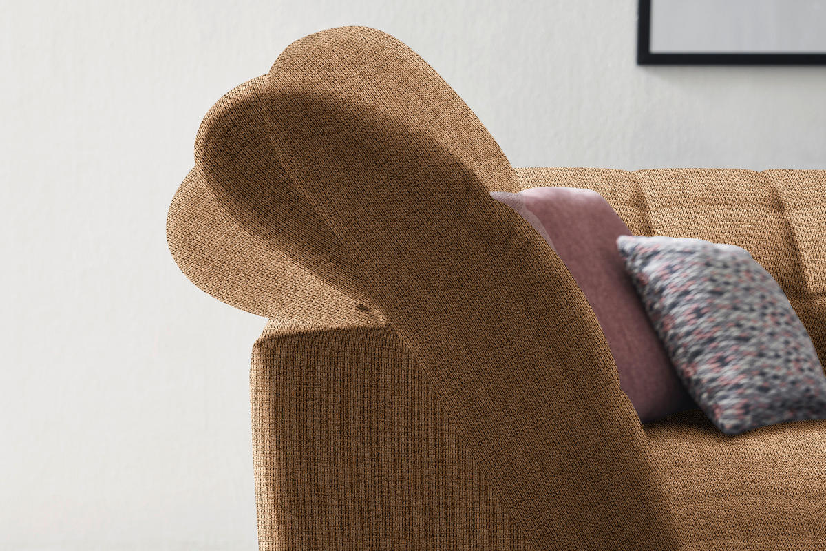 ECKSOFA in Webstoff Braun  - Schwarz/Braun, Design, Holz/Textil (216/302cm) - Xora