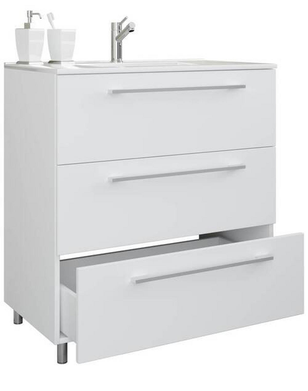 WASCHTISCHKOMBI 60 cm  - Weiss/Alufarben, Modern, Keramik/Holzwerkstoff (60cm) - MID.YOU