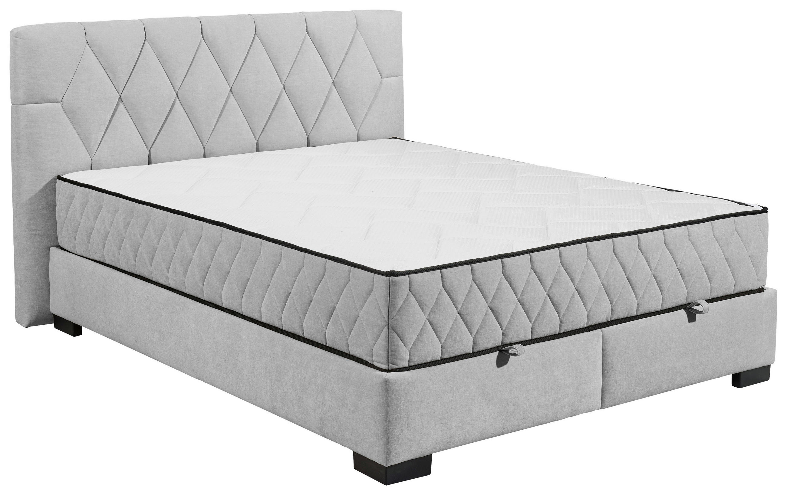 BOXBETT 160/200 cm  in Hellgrau  - Hellgrau/Schwarz, MODERN, Holzwerkstoff/Kunststoff (160/200cm) - MID.YOU