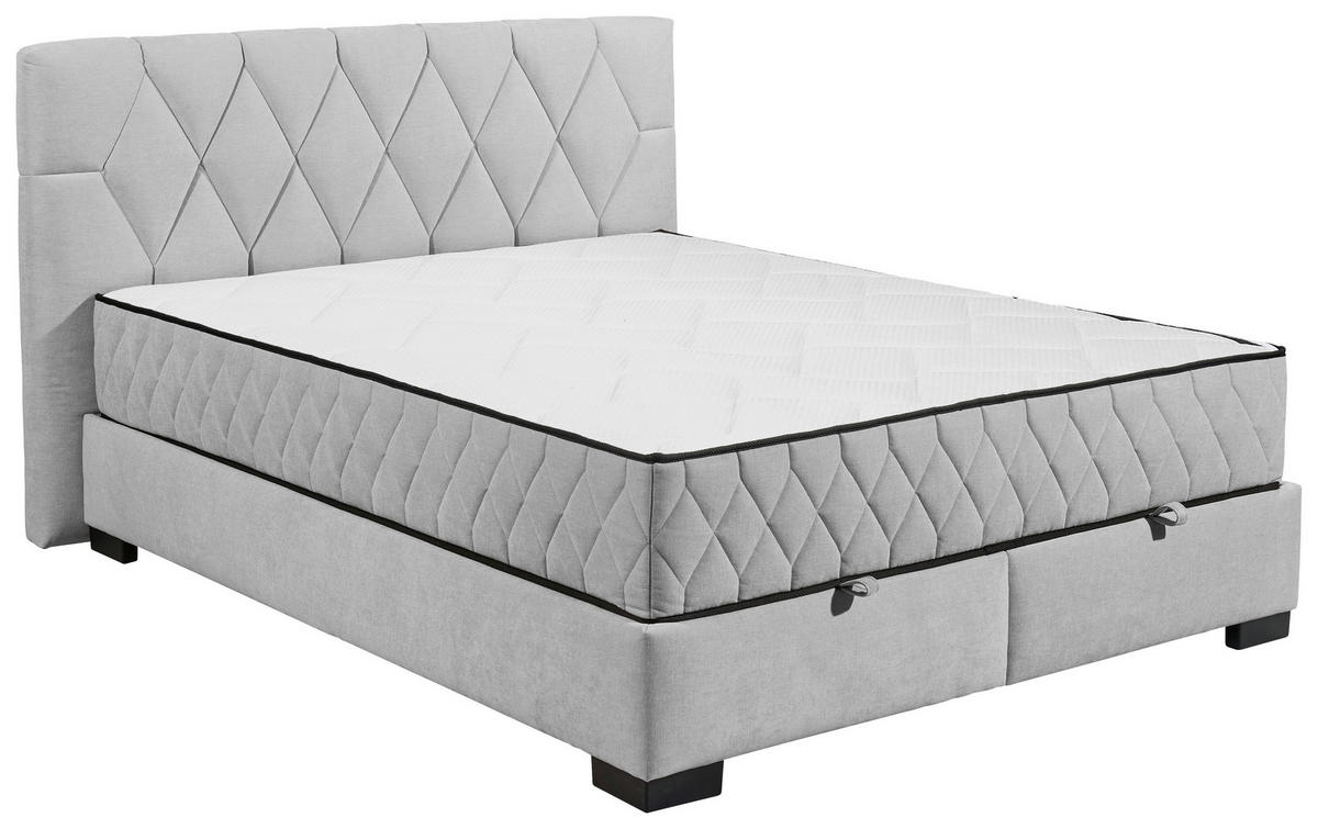 BOXBETT 160/200 cm  in Hellgrau  - Hellgrau/Schwarz, MODERN, Holzwerkstoff/Kunststoff (160/200cm) - MID.YOU
