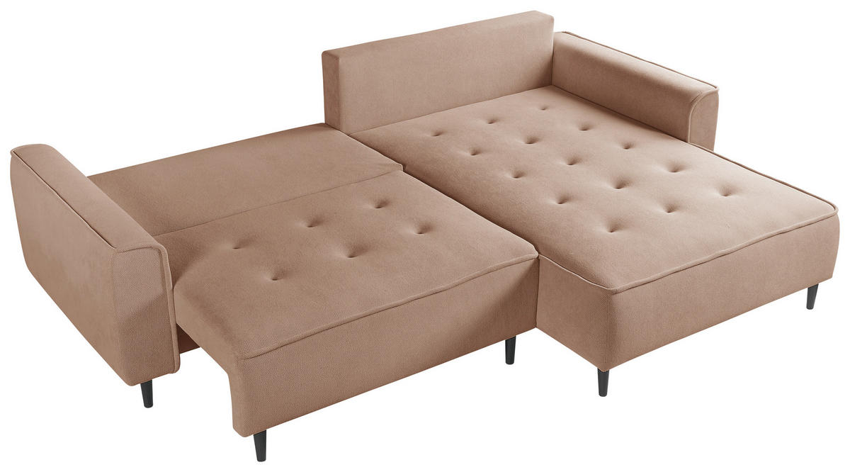 ECKSOFA in Flachgewebe Rosa  - Schwarz/Rosa, Design, Holz/Textil (263/183cm) - MID.YOU