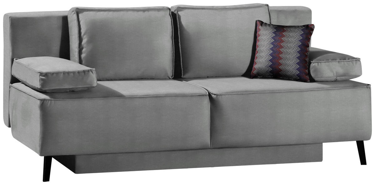 SCHLAFSOFA in Hellgrau  - Hellgrau/Schwarz, Konventionell, Textil/Metall (197/91/88cm) - Novel