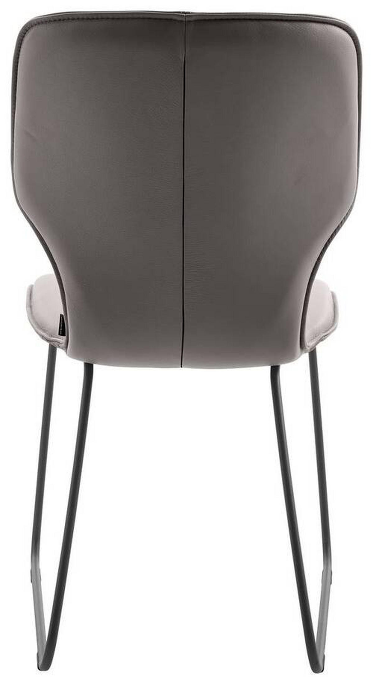 STUHL Echtleder Hellgrau  - Dunkelgrau/Hellgrau, Design, Leder/Metall (49/95/63cm) - Musterring