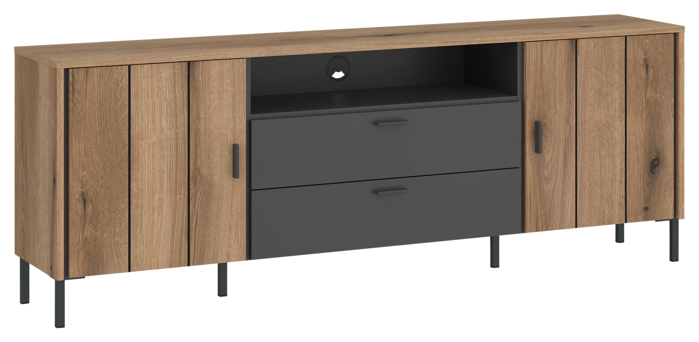 TV-Element, Shirley, B:173,2cm Eichefarben/Anthrazit