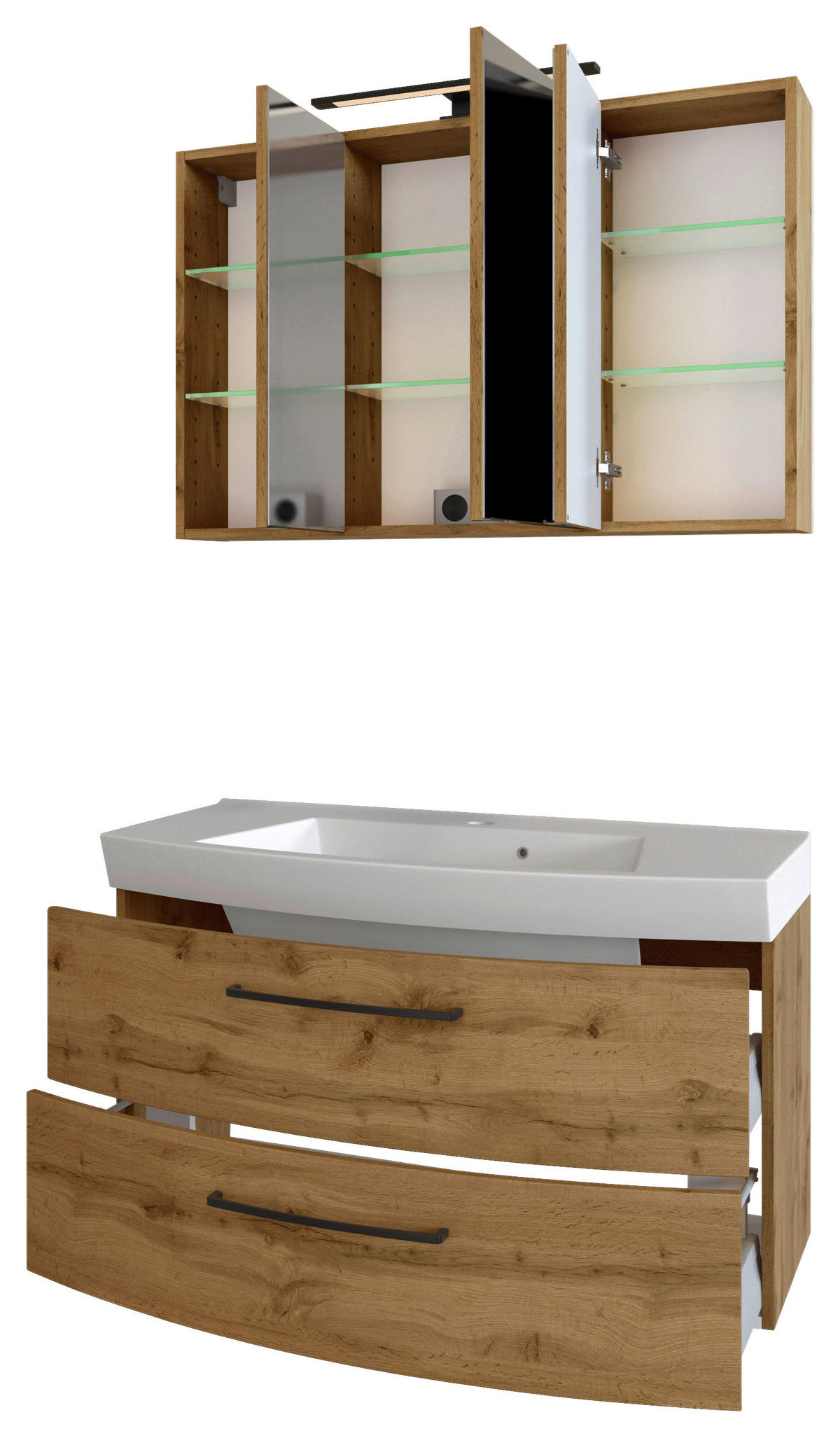 BADEZIMMER 100 cm  - Weiss/Eichefarben, Modern, Keramik/Holzwerkstoff (100cm) - Held