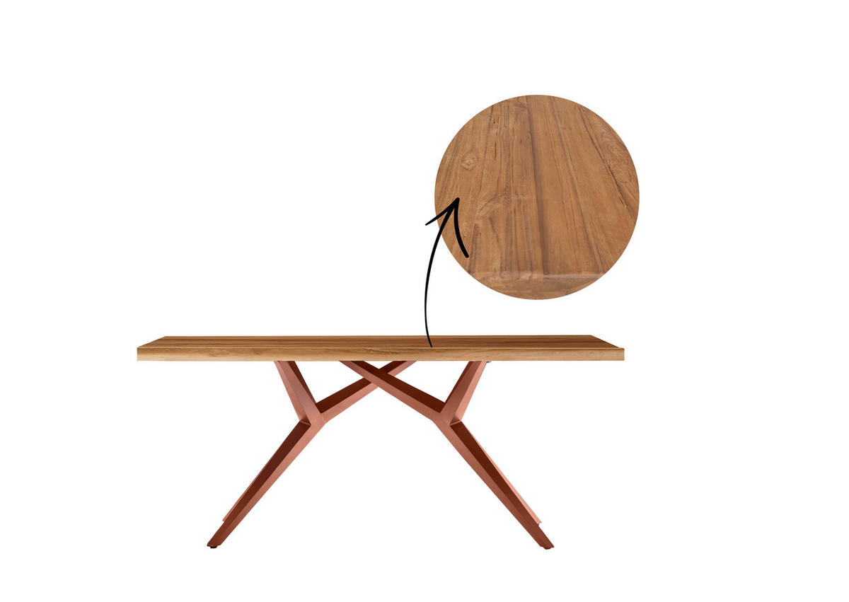 ESSTISCH 220/100/73 cm Echtholz  Holz, Metall rechteckig Braun, Naturfarben  - Braun/Naturfarben, MODERN, Holz/Metall (220/100/73cm) - MID.YOU