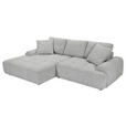 Ecksofa mit Funktion Greige Flachgewebe Zierkissen, Rückenkissen, Bettkasten, Schlaffunktion, Rücken echt, Liegefläche im Originalstoff  - Greige/Schwarz, KONVENTIONELL, Kunststoff/Textil (190/277cm) - Carryhome