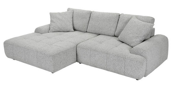 Ecksofa mit Funktion Greige Flachgewebe Zierkissen, Rückenkissen, Bettkasten, Schlaffunktion, Rücken echt, Liegefläche im Originalstoff  - Greige/Schwarz, KONVENTIONELL, Kunststoff/Textil (190/277cm) - Carryhome