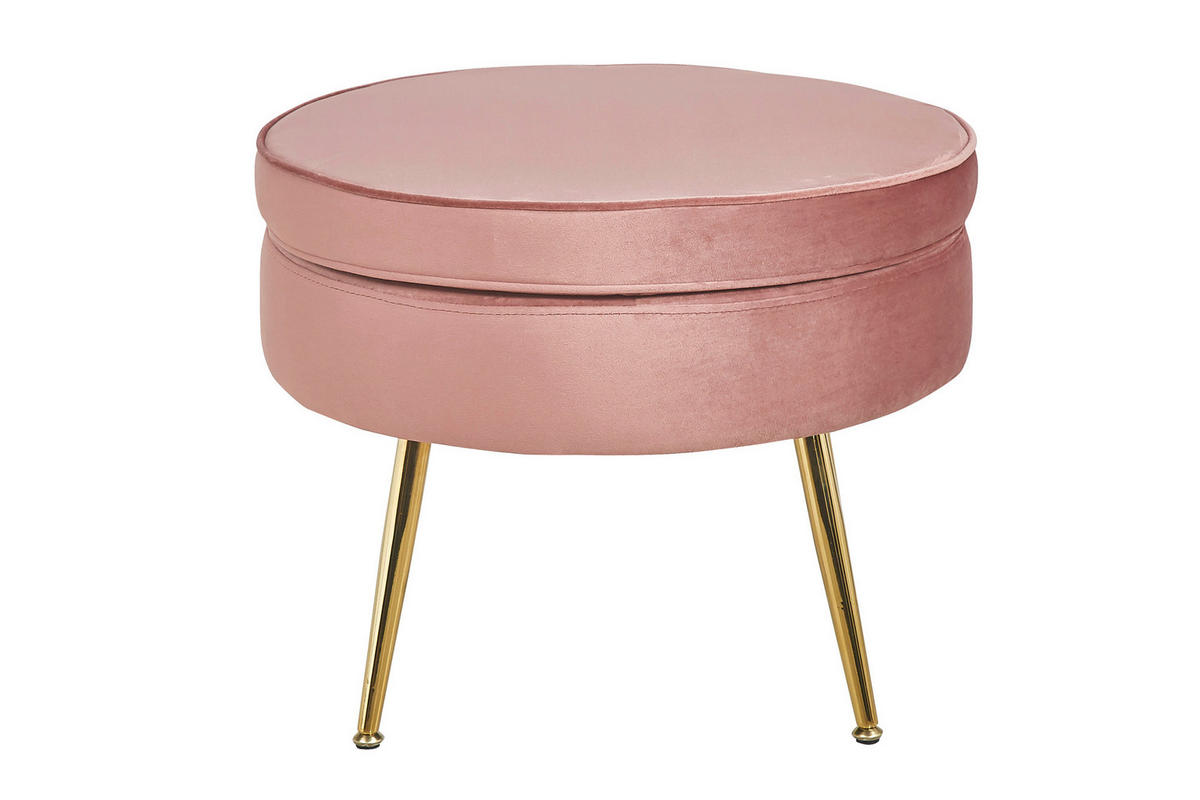 HOCKER Samt Rosa  - Goldfarben/Rosa, MODERN, Textil/Metall (52/41/52cm) - Livetastic