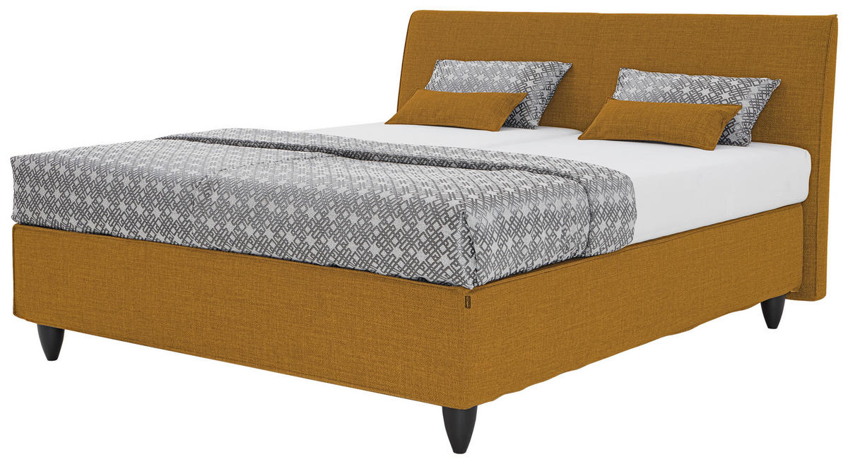BOXSPRINGBETT 180/200 cm  in Gelb  - Gelb/Schwarz, Design, Holzwerkstoff/Kunststoff (180/200cm) - RUF Betten