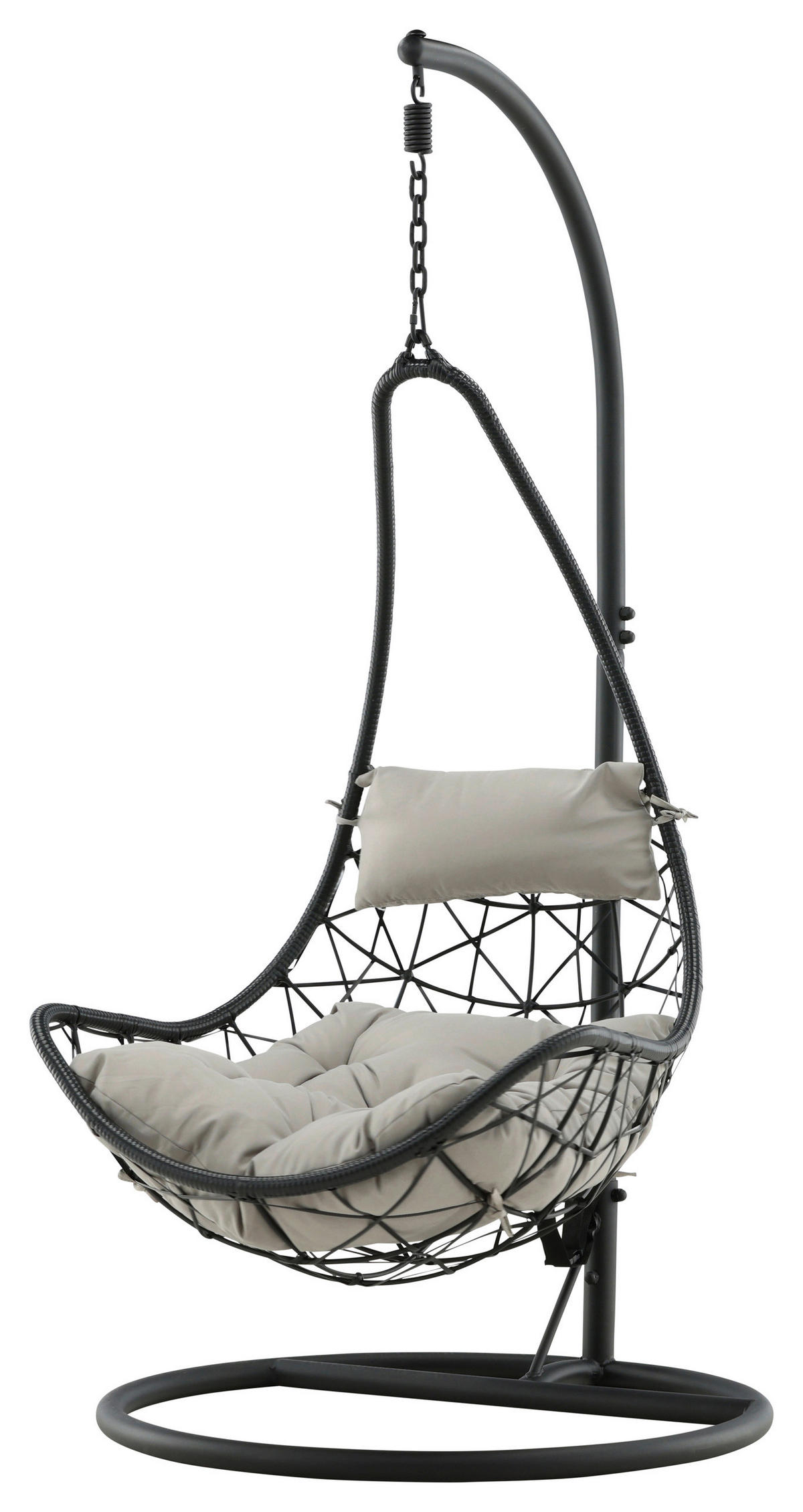 HÄNGESESSEL 95/196/95 cm  - Schwarz/Grau, KONVENTIONELL, Kunststoff/Textil (95/196/95cm) - Gardenson