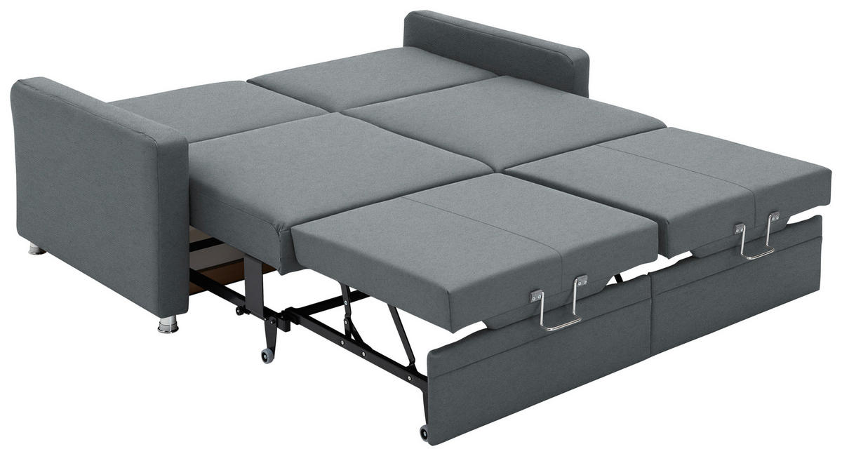SCHLAFSOFA  in Chenille Dunkelgrau  - Chromfarben/Dunkelgrau, KONVENTIONELL, Textil/Metall (206/90/100cm) - Beldomo Style