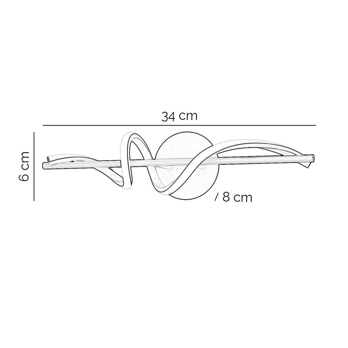 LED-WANDLEUCHTE 34/8/6 cm   - Schwarz Hochglanz, Design, Metall (34/8/6cm)