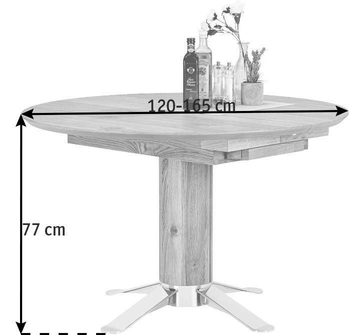 ESSTISCH in Holz, Metall 120-165/120/77 cm  - Nussbaumfarben, Design, Holz/Metall (120-165/120/77cm) - Joop!