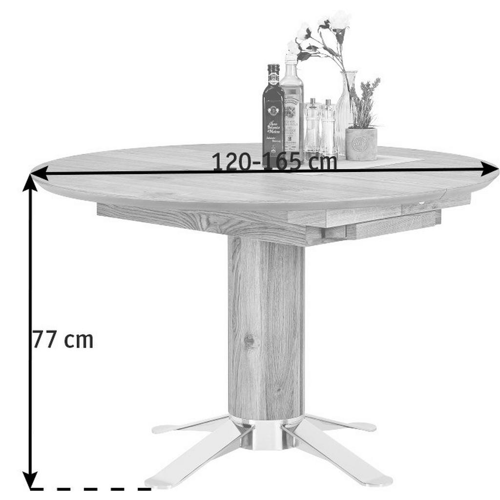 Thumbnail - Joop! Esstisch Lounge, Nussbaum, Holz, Metall, Nussbaum, furniert, rund, Sternfuß, rund, 120x77x120-165 cm, Blauer Engel...