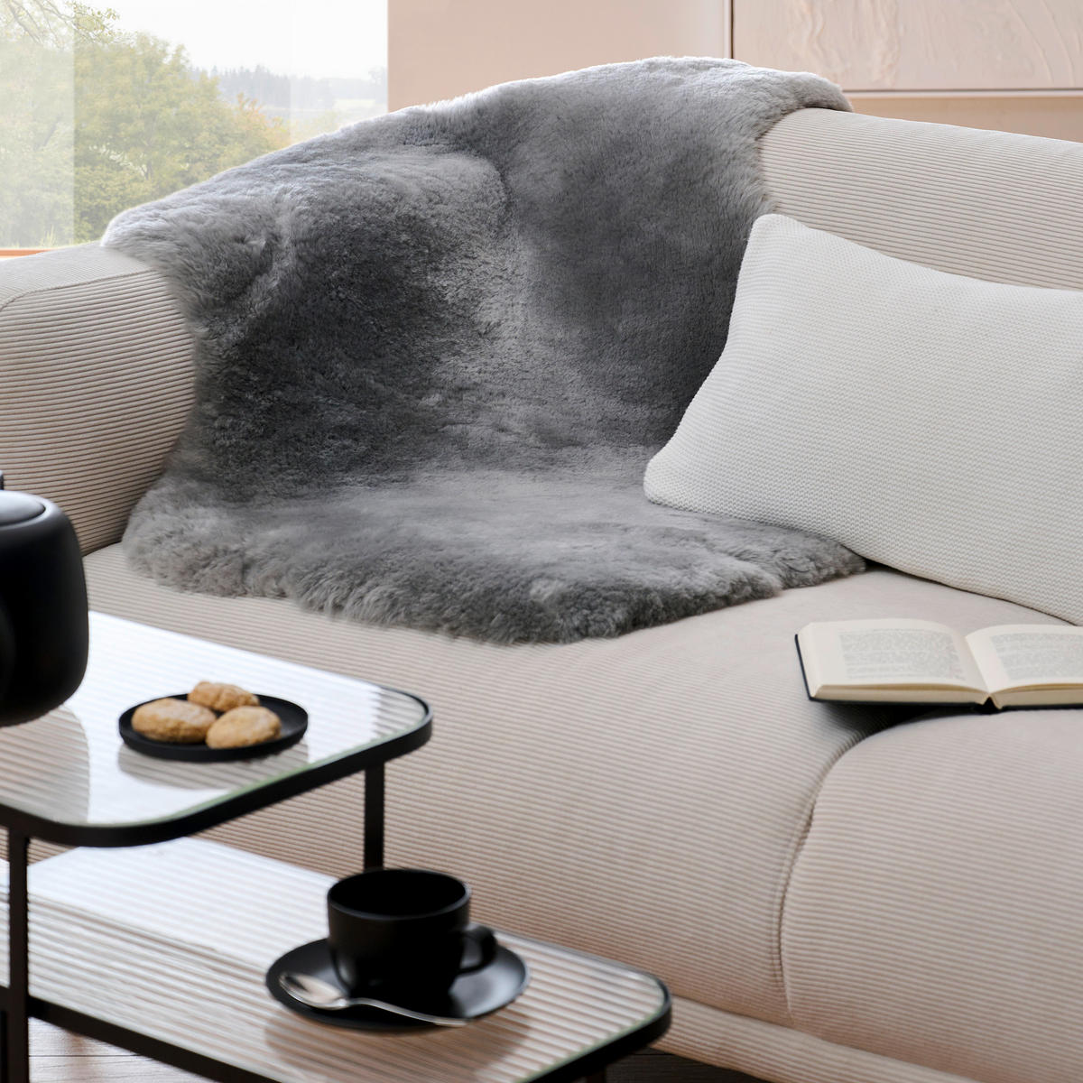 OVČJE KRZNO 60/90 cm   siva   - siva, Trend, krzno (60/90cm) - Linea Natura