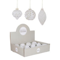 KUGLA ZA JELKU - bela, Osnovno, staklo (8cm) - X-Mas