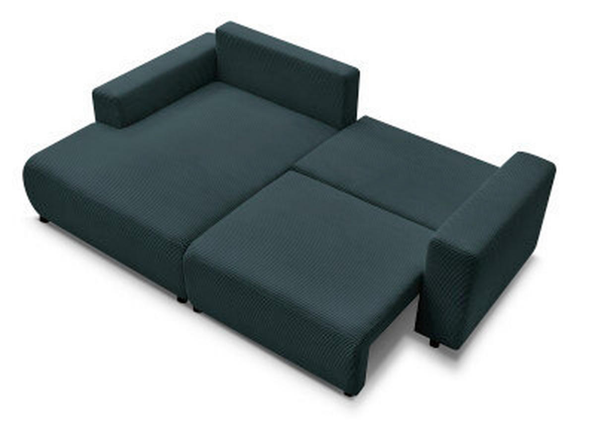 ECKSOFA Ottomane links  ATILLA Dunkelblau Cord  - Schwarz/Dunkelblau, MODERN, Kunststoff/Textil (149/244cm)