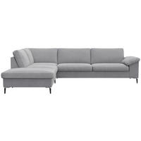 ECKSOFA Hellgrau Chenille, Webstoff, Flachgewebe  - Hellgrau/Schwarz, Design, Textil/Metall (225/279cm) - Livetastic