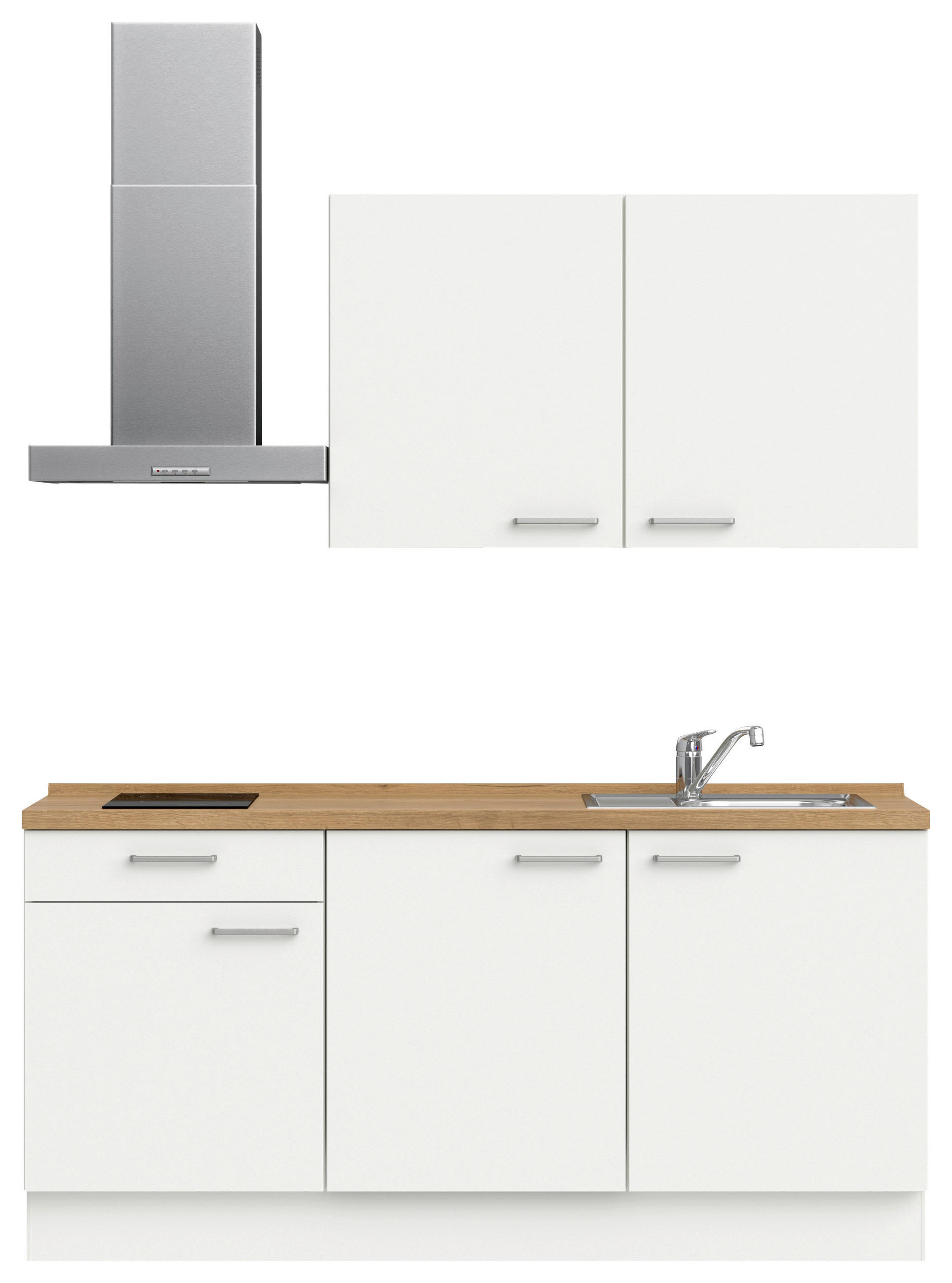 KÜCHENBLOCK 180 cm   in Weiß, Eichefarben  - Edelstahlfarben/Eichefarben, MODERN, Holzwerkstoff/Metall (180cm) - Nobilia