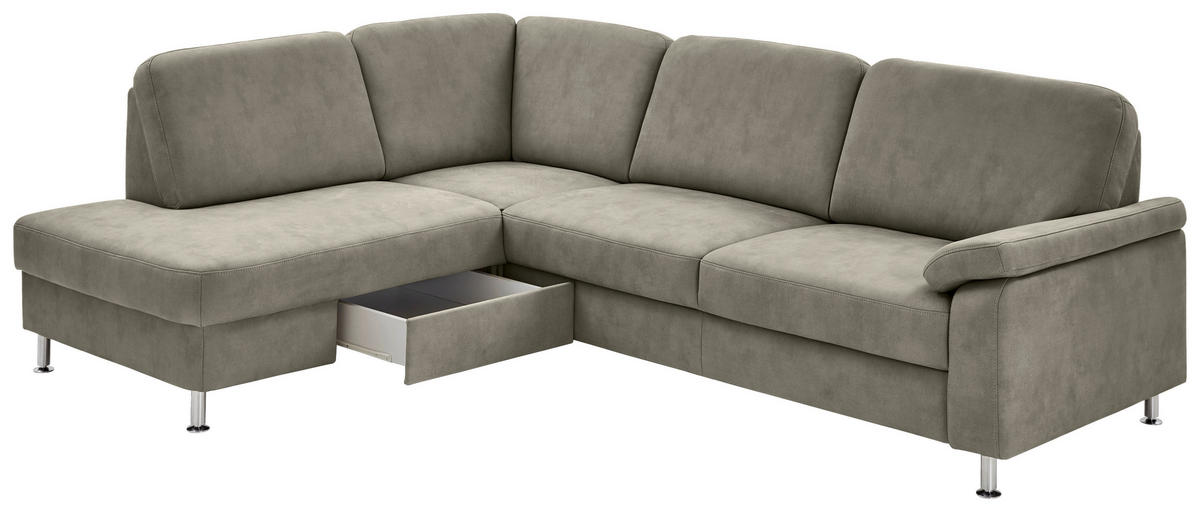 ECKSOFA in Mikrofaser Grau  - Grau, Design, Textil/Metall (202/266cm) - Beldomo System