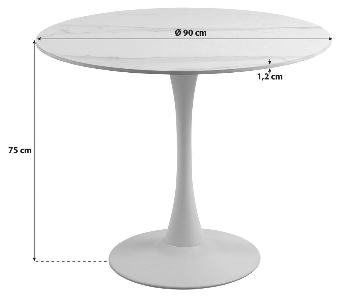 JEDILNA MIZA, črna  - črna, Trend, kovina/keramika (90/90/75cm) - MID.YOU