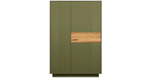 HIGHBOARD Eichefarben, Olivgrün 101/150/42 cm - Eichefarben/Olivgrün, Design, Glas/Holz (101/150/42cm) - Novel