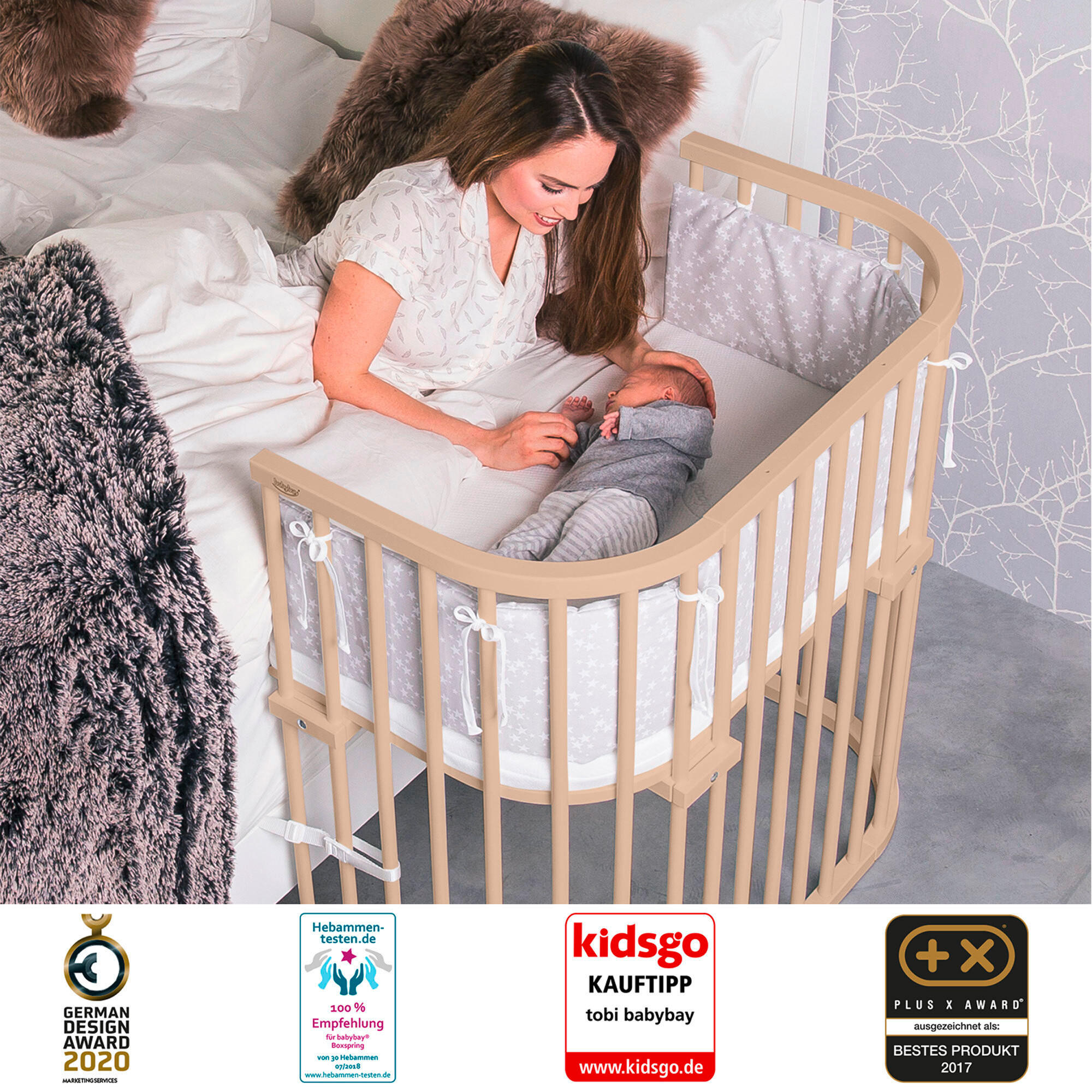 BEISTELLBETT 96/54/96,50 cm - Beige, Basics, Holz (96/54/96,50cm) - Babybay