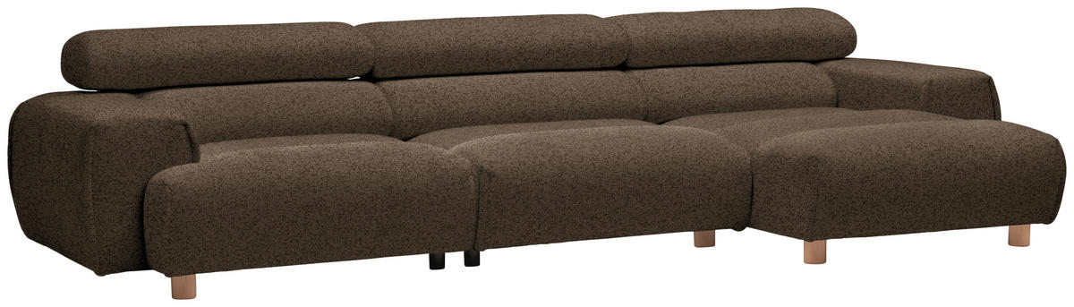 ECKSOFA in Velours Dunkelbraun  - Dunkelbraun/Buchefarben, Design, Holz/Textil (329/150cm) - Lomoco