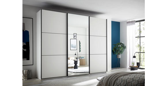 SCHWEBETÜRENSCHRANK 270/226/60 cm 3-türig Weiß - Schwarz/Weiß, KONVENTIONELL, Glas/Holzwerkstoff (270/226/60cm) - Carryhome