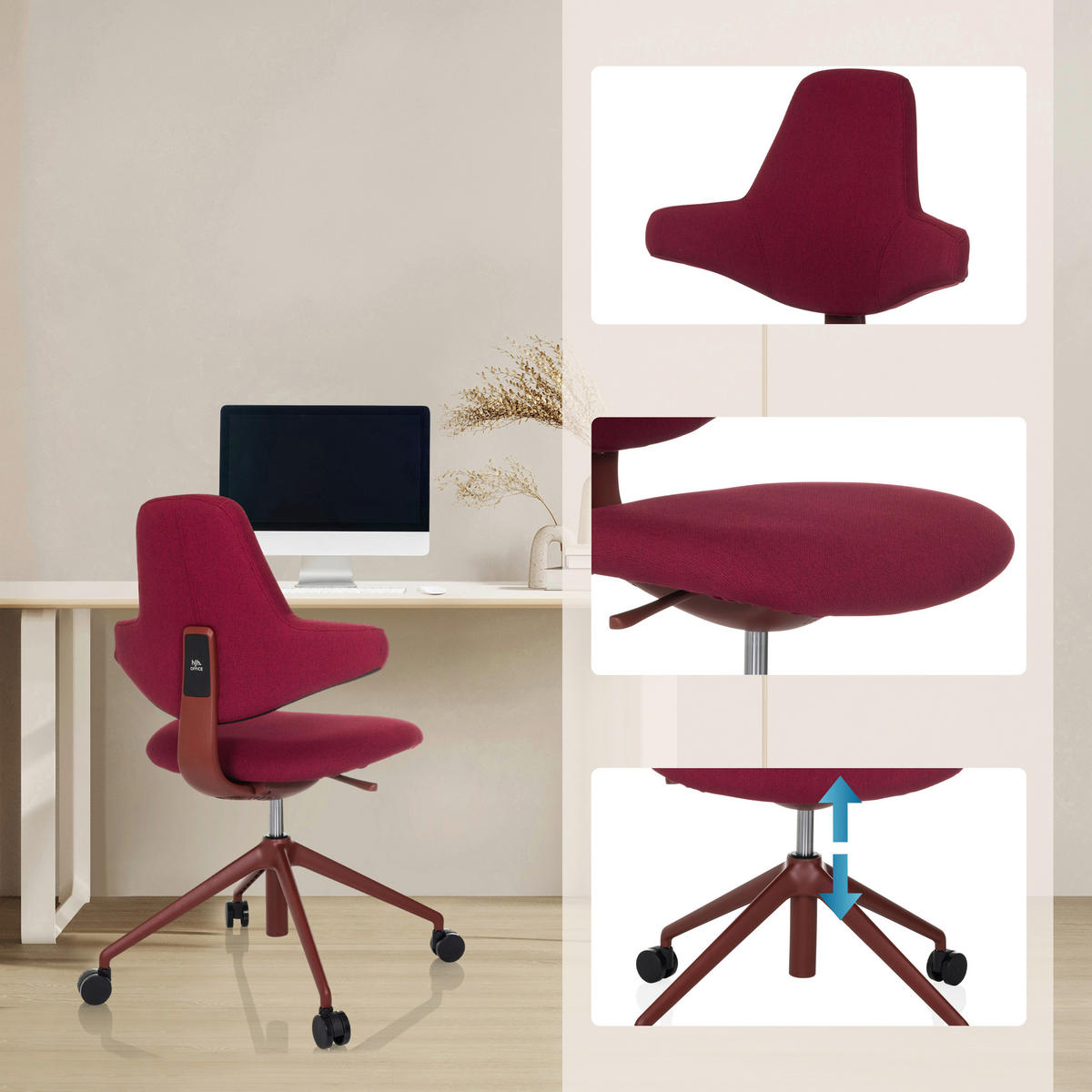 DREHSTUHL  in Flachgewebe Rot  - Rot, MODERN, Kunststoff/Textil (58/87 - 97/57cm) - MID.YOU