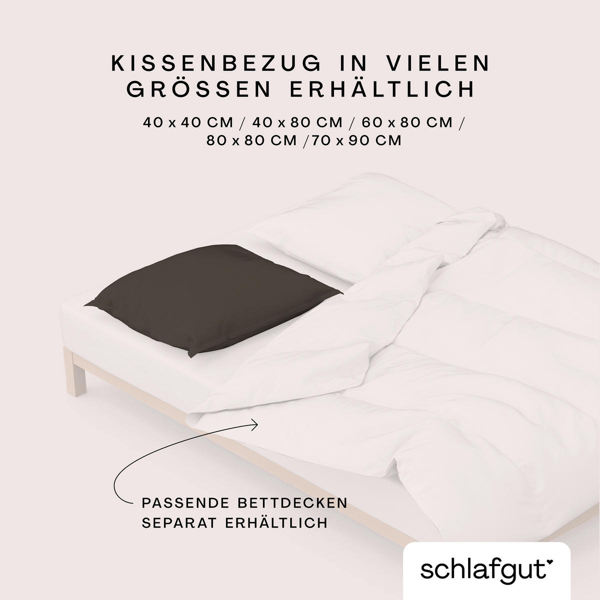 KISSENHÜLLE WOVEN SATIN 40/40 cm  - Dunkelbraun, Basics, Textil (40/40cm) - Schlafgut