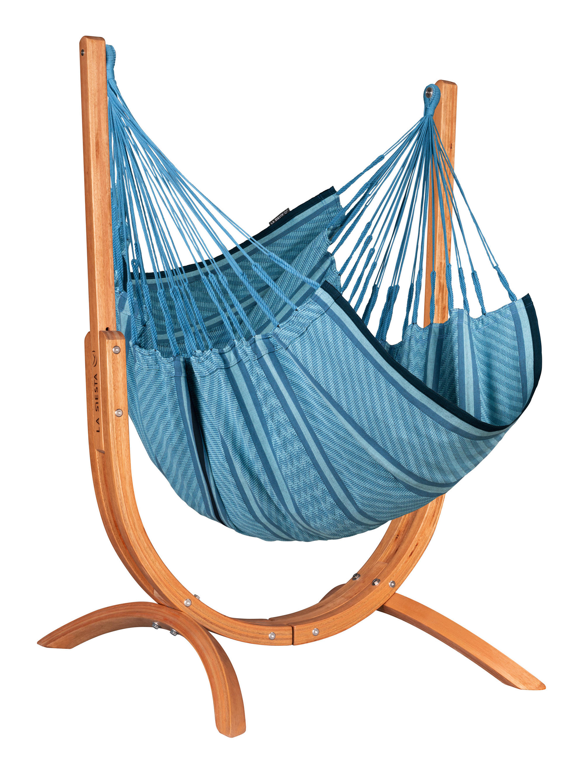 HÄNGEMATTE 100/152/92 cm  - Blau/Eukalyptusholzfarben, KONVENTIONELL, Holz/Textil (100/152/92cm) - La Siesta