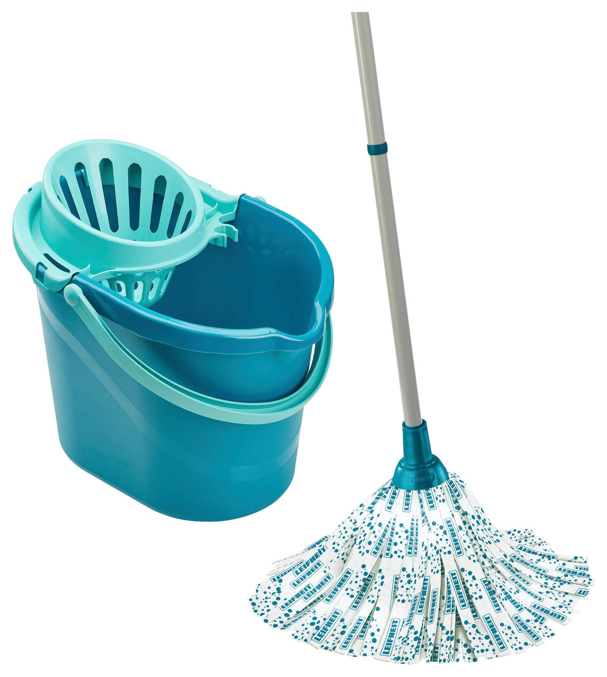 BODENREINIGUNGSSET - Türkis, Basics, Kunststoff/Metall - Leifheit