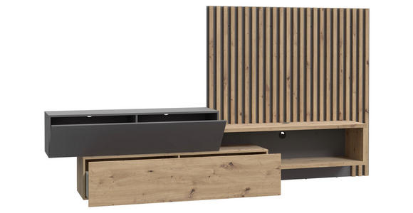 WOHNWAND in Grau, Eiche Artisan 288,5/152,5/42,5 cm - Eiche Artisan/Grau, MODERN, Holzwerkstoff (288,5/152,5/42,5cm) - Carryhome